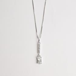 Colar pingente palito cravejado com zircônia retangular 11mm 45cm