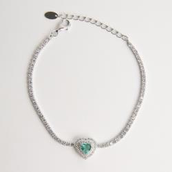 Pulseira Riviera 2.1 zircônia coração turmalina com cravejado 16+4cm