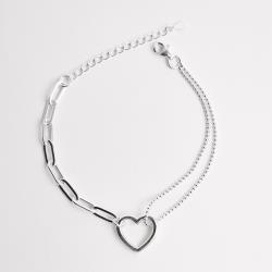 Pulseira entremeio coração vazado 14mm correntes bolinhas e cartier 15+5cm