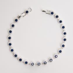 Pulseira Riviera 5.7 zircônias safira 19cm com 2 fechos