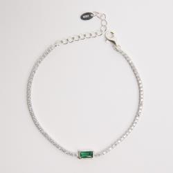 Pulseira Riviera 2.0 com zircônia retangular esmeralda 6mm 16+4cm