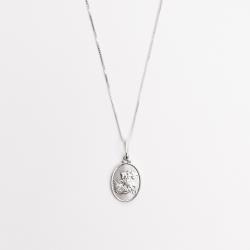 Colar pingente medalha São Jorge 16mm 45cm
