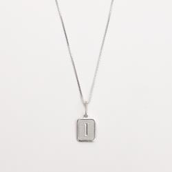 Colar pingente placa letra I 12mm 45cm