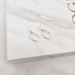 Brinco meia argola pingente elo oval 19mm tarraxa